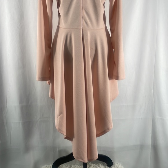Blush pink,Mock turtle neck,long sleeve, high low ruffle top,dress,large - Picture 11 of 12